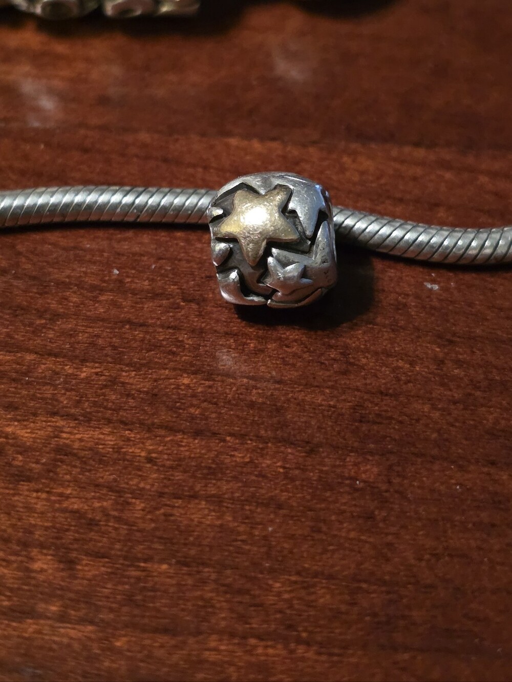 Retired Pandora Lg. Golden Star Charm Silver and 14k Gold